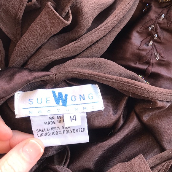 Vintage Y2K 90s Beaded Sue Wong Fairy Dress 14 Rare Bias Asymmetrical Nocturne L - Picture 17 of 17